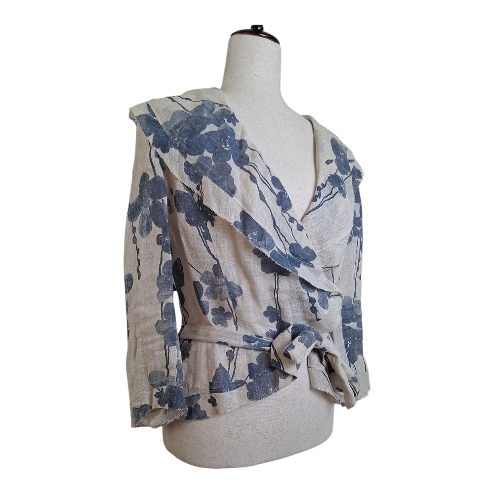 JON 100% Linen Floral Blouse 10 (Part Of Ensemble photo)